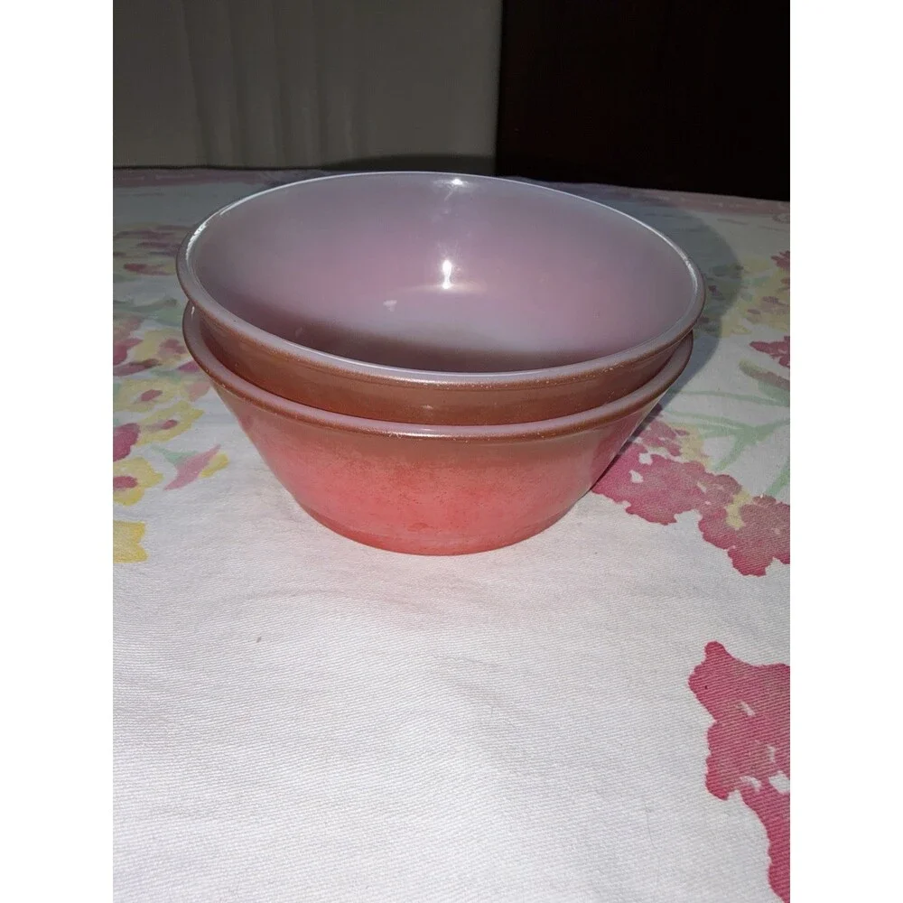 Set Of 2 Vintage Anchor Hocking Fire-King Red Brown 5